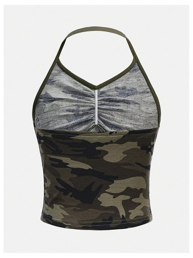 Amazon.com: SOLY HUX Girl's Camo Print Ruched Halter Crop